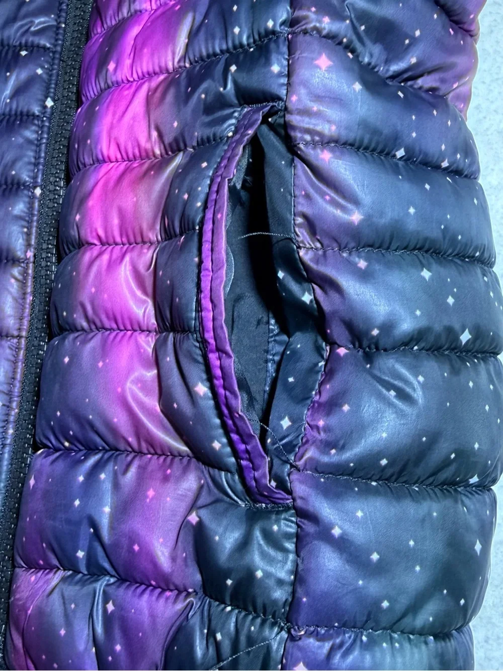 Nike Kids Full-Zip Just Do It Puffer Jacket galaxy print black/pink size 4T